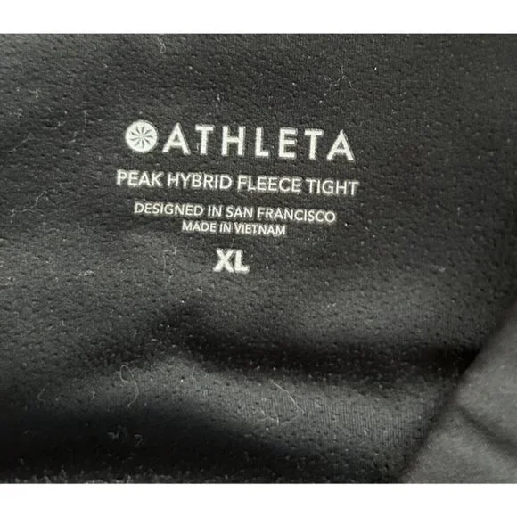 Athleta Peak Hybrid Fleece Tight Legging Black Athleisure Gym Activewear Size XL - Picture 8 of 8